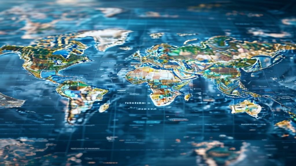 Global business expansion network on a digital map