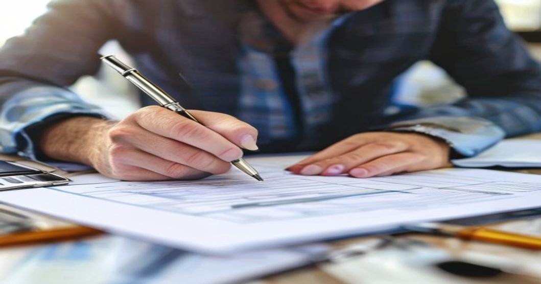Entrepreneur writing a business plan and strategy document
