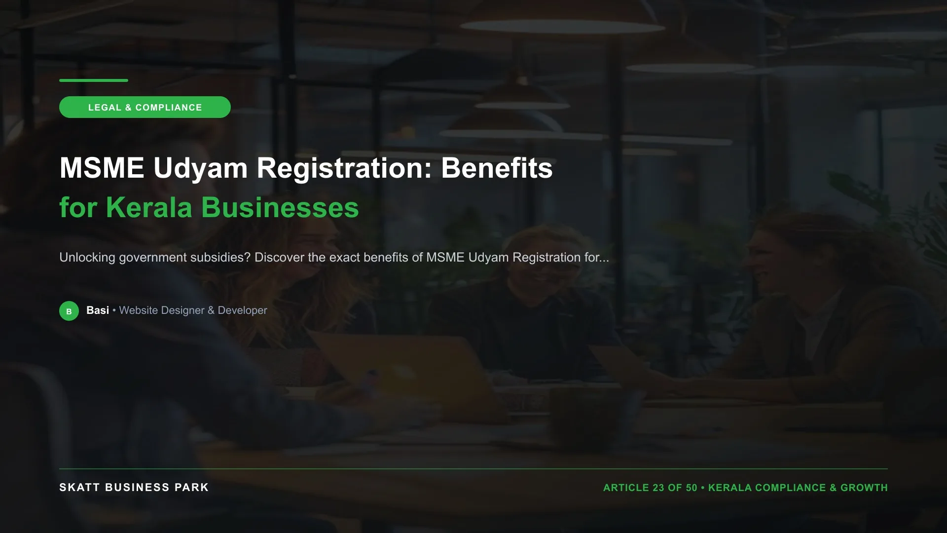 Kerala business owner securing MSME Udyam Registration for government subsidies.