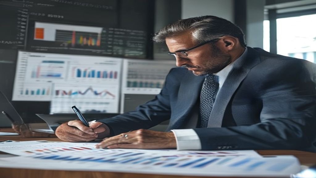 Professional accountant analyzing business financial charts