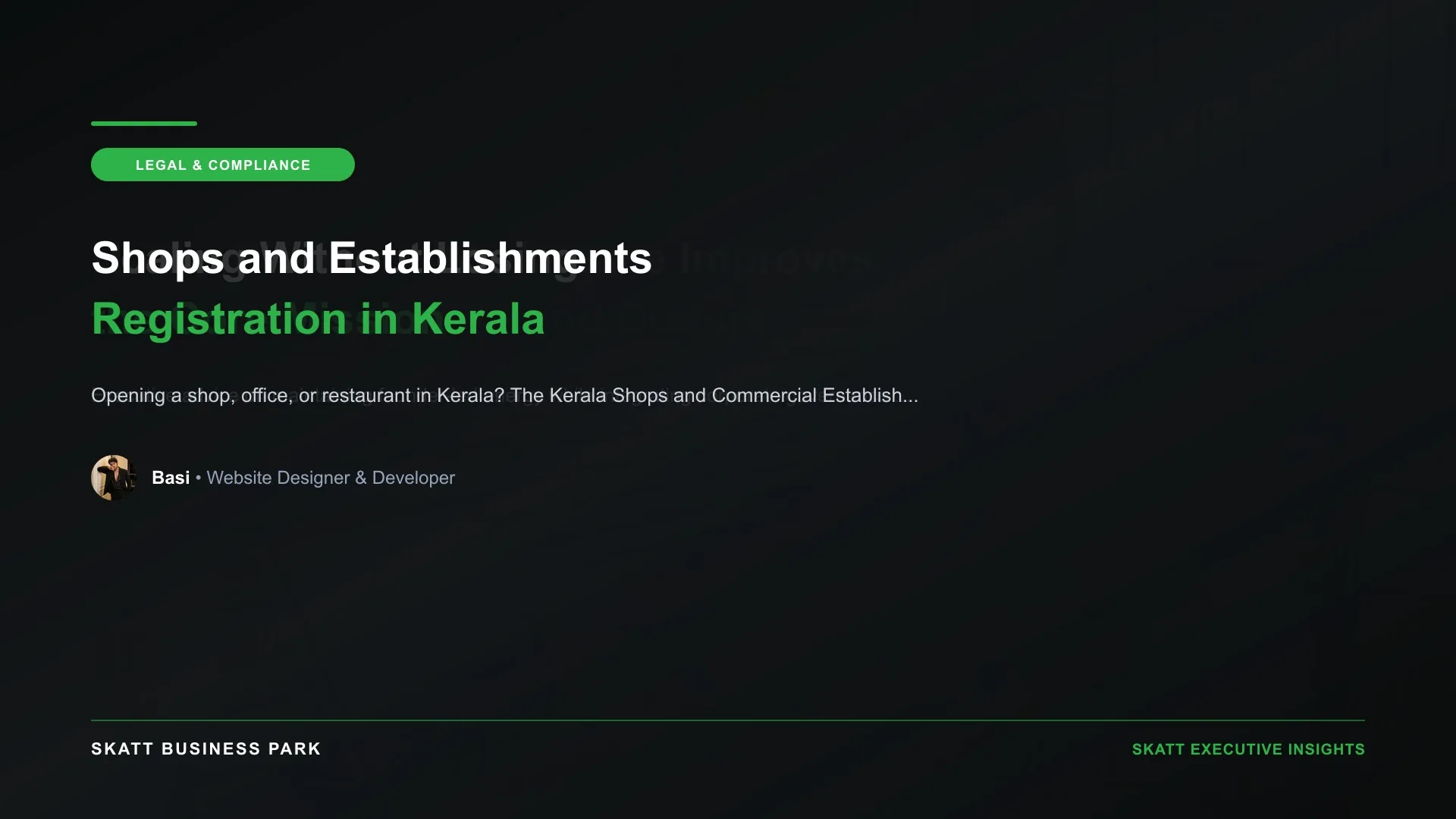 Shops and Establishments Registration in Kerala - SKATT Business Park Article 83