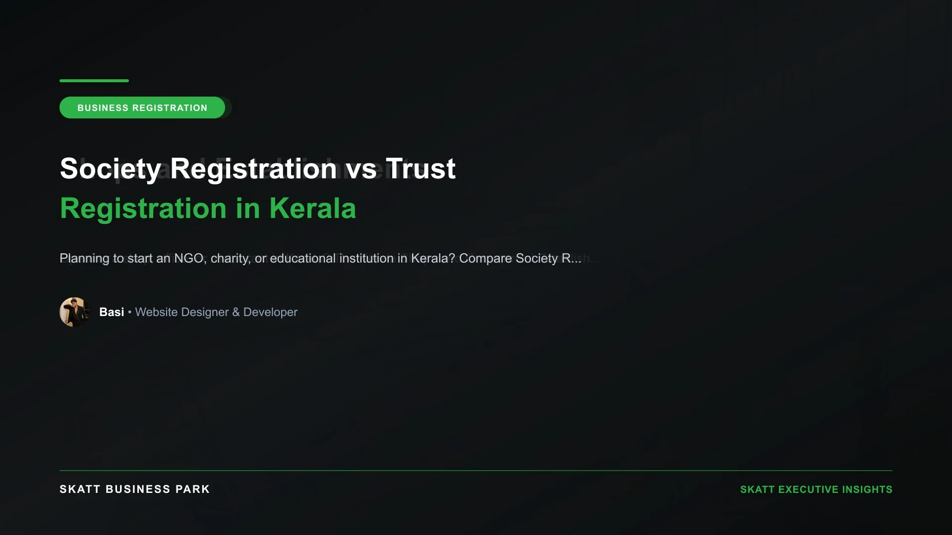 Society Registration vs Trust Registration in Kerala - SKATT Business Park Article 87